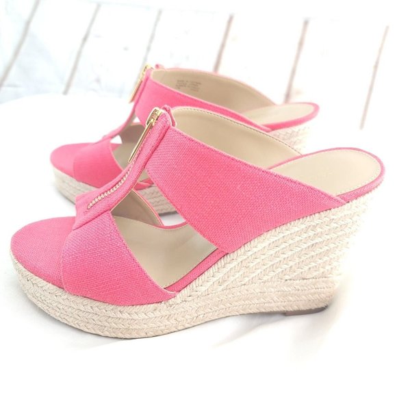 Michael Kors Womens Bradley 40S3BYMS1D Geranium Wedge Espadrille Sandal Sz 7.5M - Picture 3 of 10